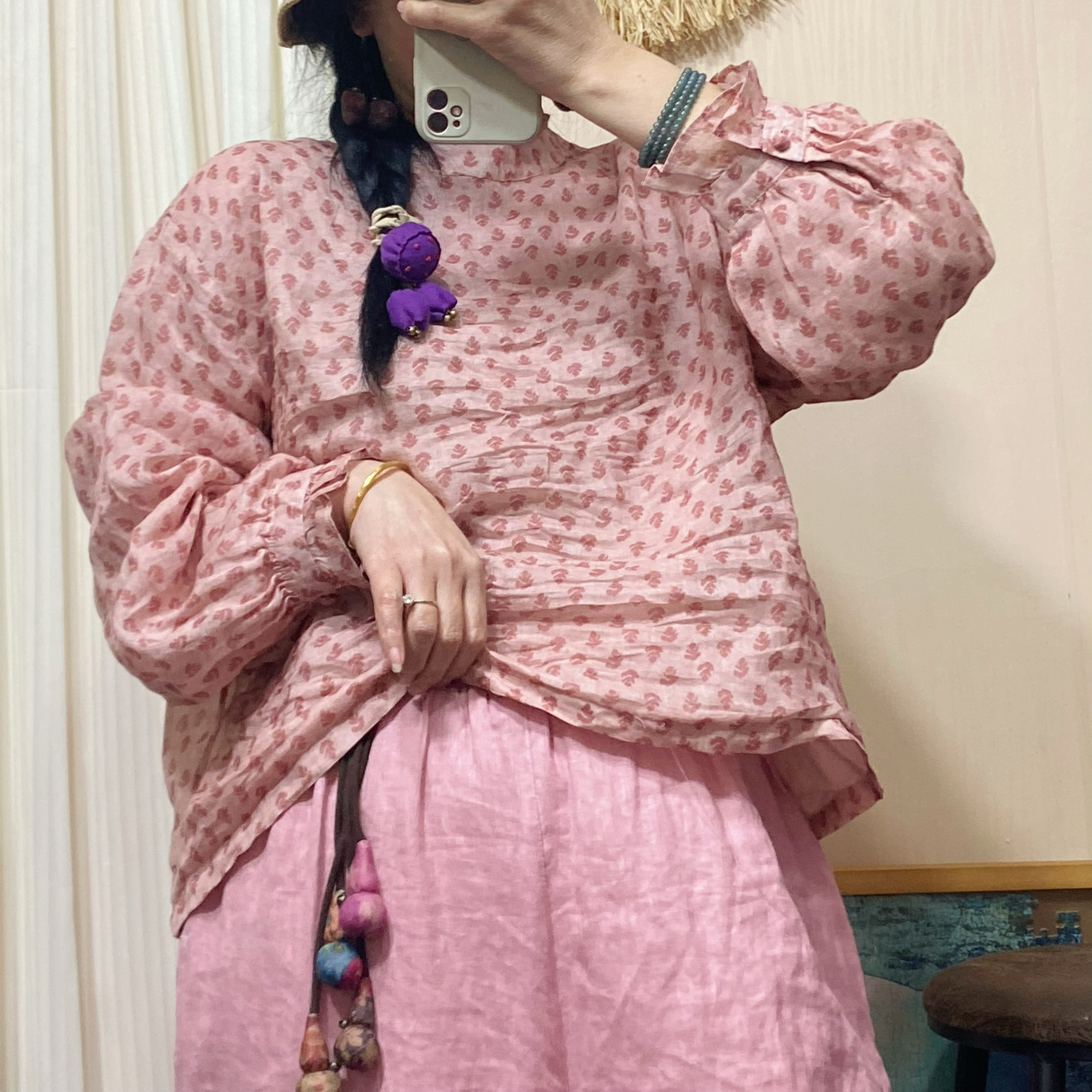 箫箫  苎麻上衣双层数码印花显瘦【612款花色】