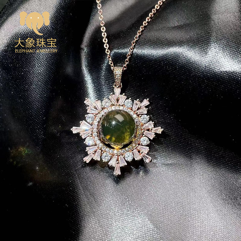 【大象专属】天然蓝珀满钻雪花吊坠 M123DX