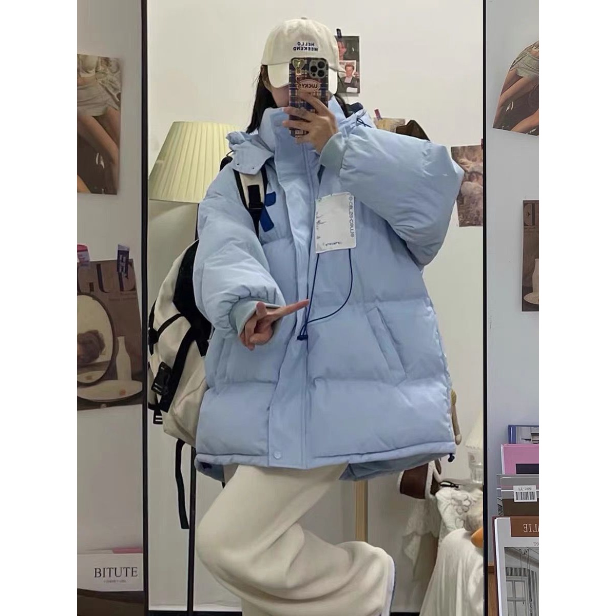 波司澄冬季棉衣加厚羽绒棉服设计感女慵懒风面包服女生小众带帽外