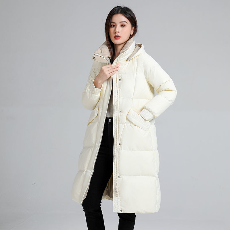 波司澄波司澄爆款羽绒服女2023年冬季中长款白鸭绒连帽宽松外穿连