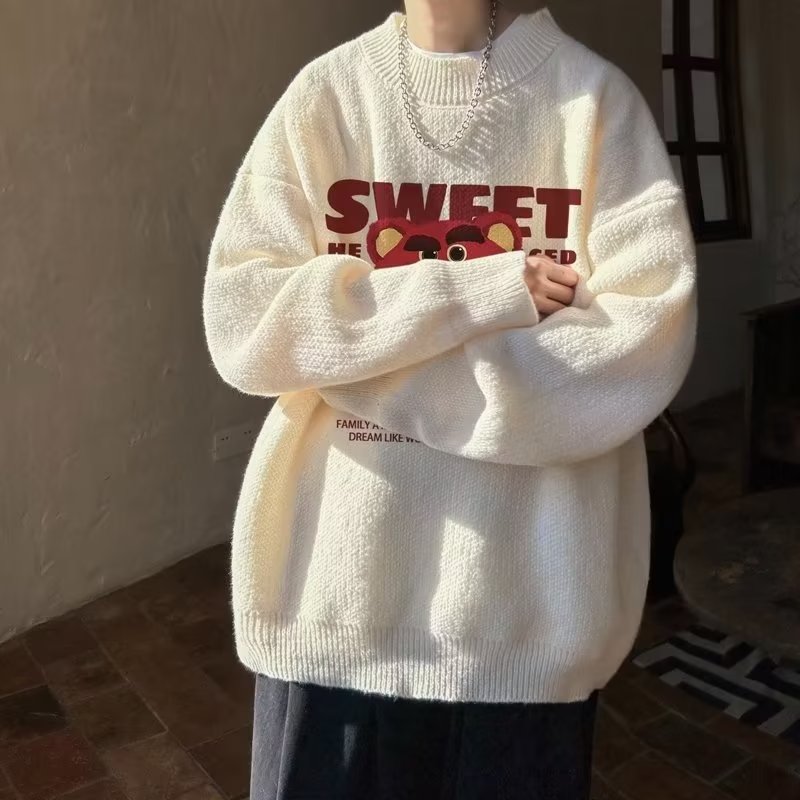 【让雾】半高领毛衣男冬季美式复古重磅加厚针织衫秋冬慵懒感