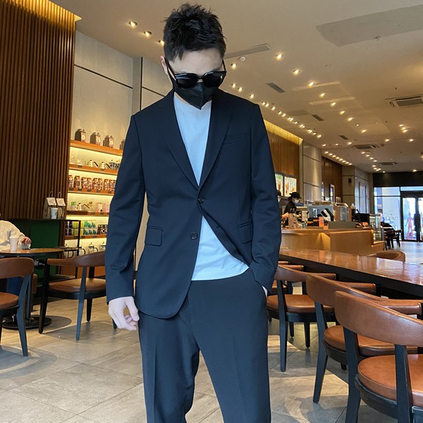 VANCIBALE（清仓）高定薄款男士时尚休闲痞帅桑蚕丝戗驳领西服