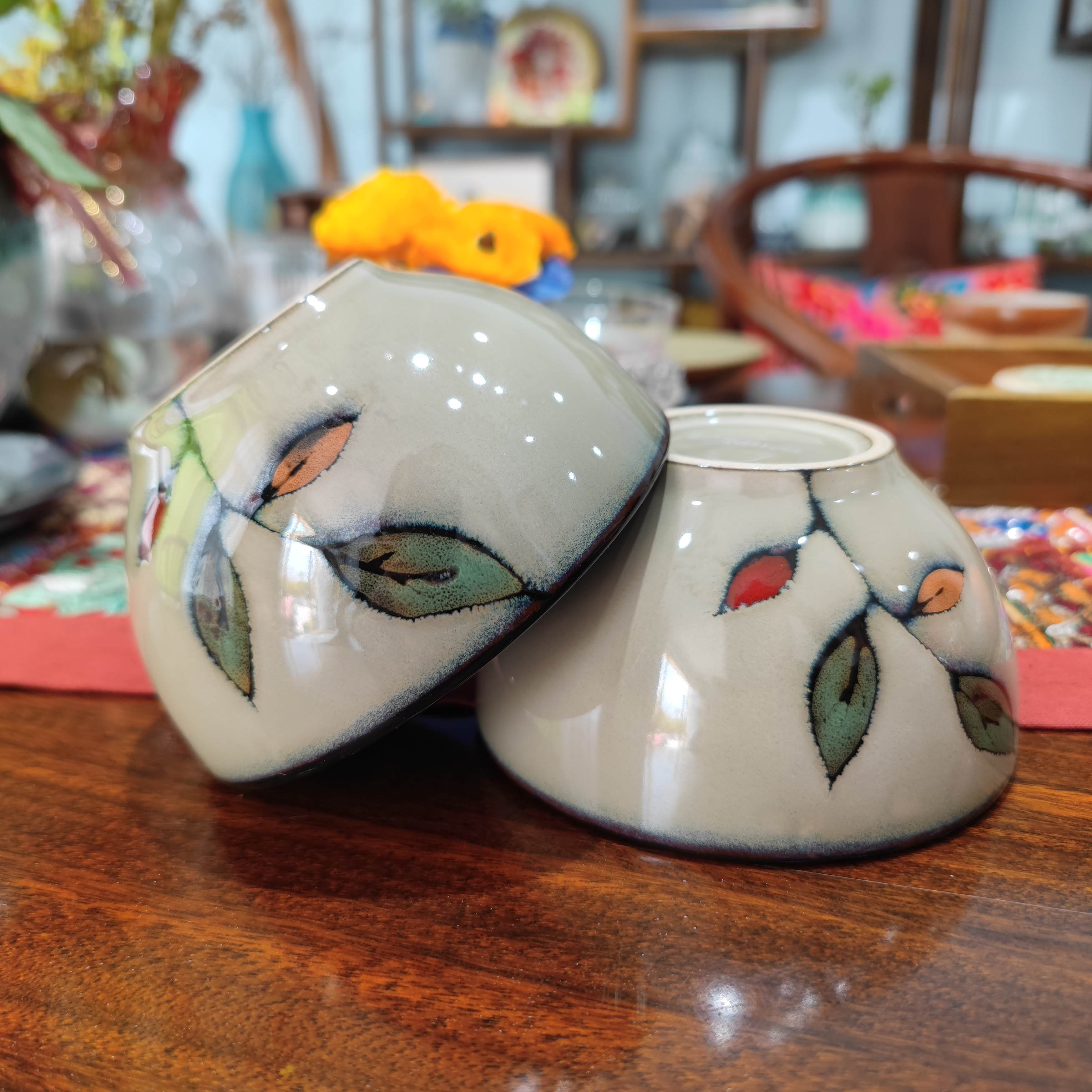 小可陶瓷玉泉彩叶系列高温釉下彩陶瓷餐具家用