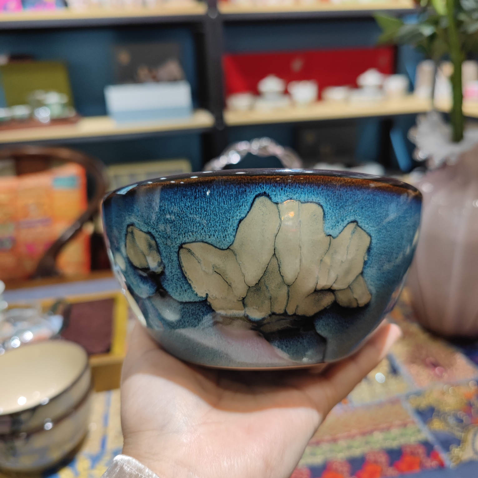 小可陶瓷玉泉6英寸面碗混花色15.5厘米左右高温釉下彩手绘