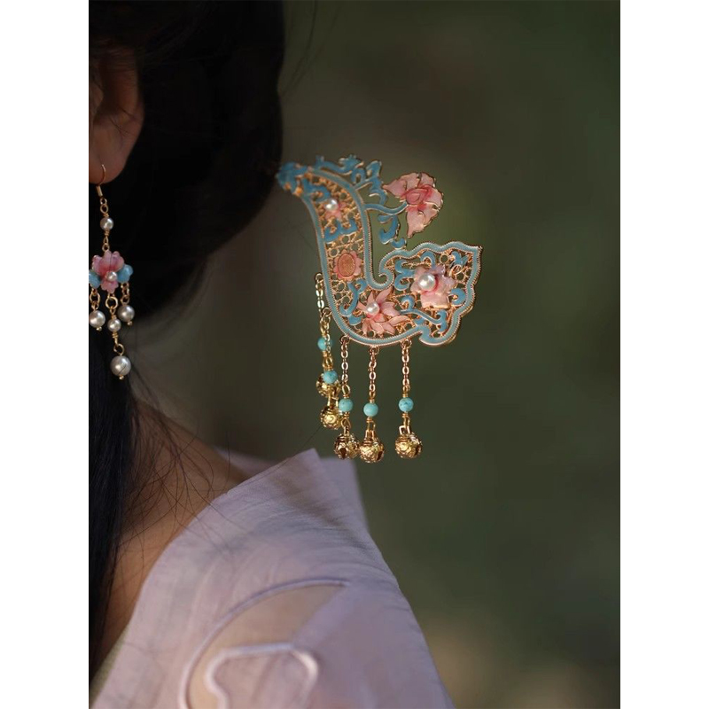 古风汉服宋制博鬓仿烧蓝如意步摇流苏仙气宫廷配饰品日常盘发钗子