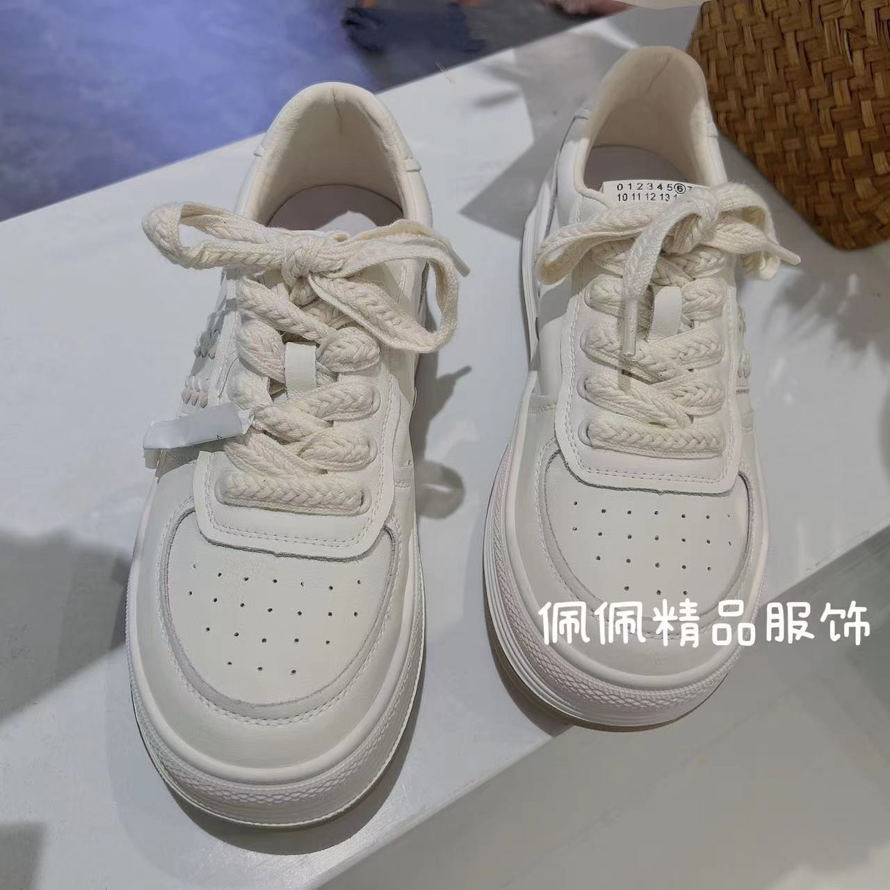 佩佩WA 【麦穗小白鞋】鞋子 W3037 4084227系带厚底透气女款百搭