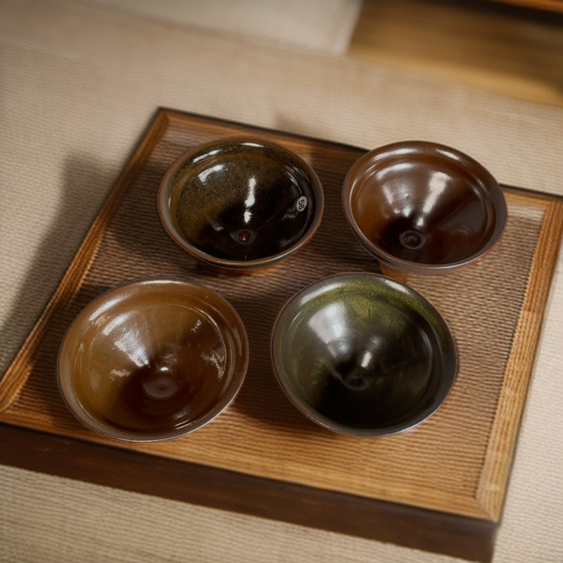 建窑建盏 裴春元仿古系列作品 《停烧》仿古粗胎鸡心盏