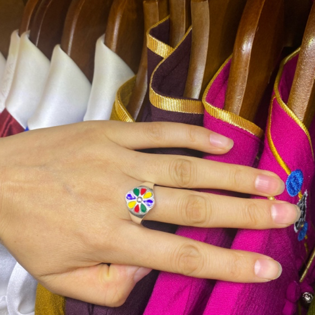 合金树脂戒指 民族手工工艺戒指八瓣