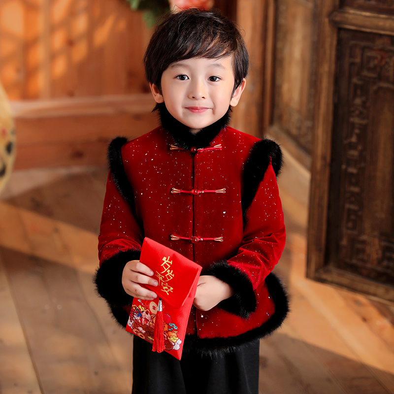 秋千坠男童中国风唐装儿童男宝宝周岁中式套装龙年拜年服汉服新年