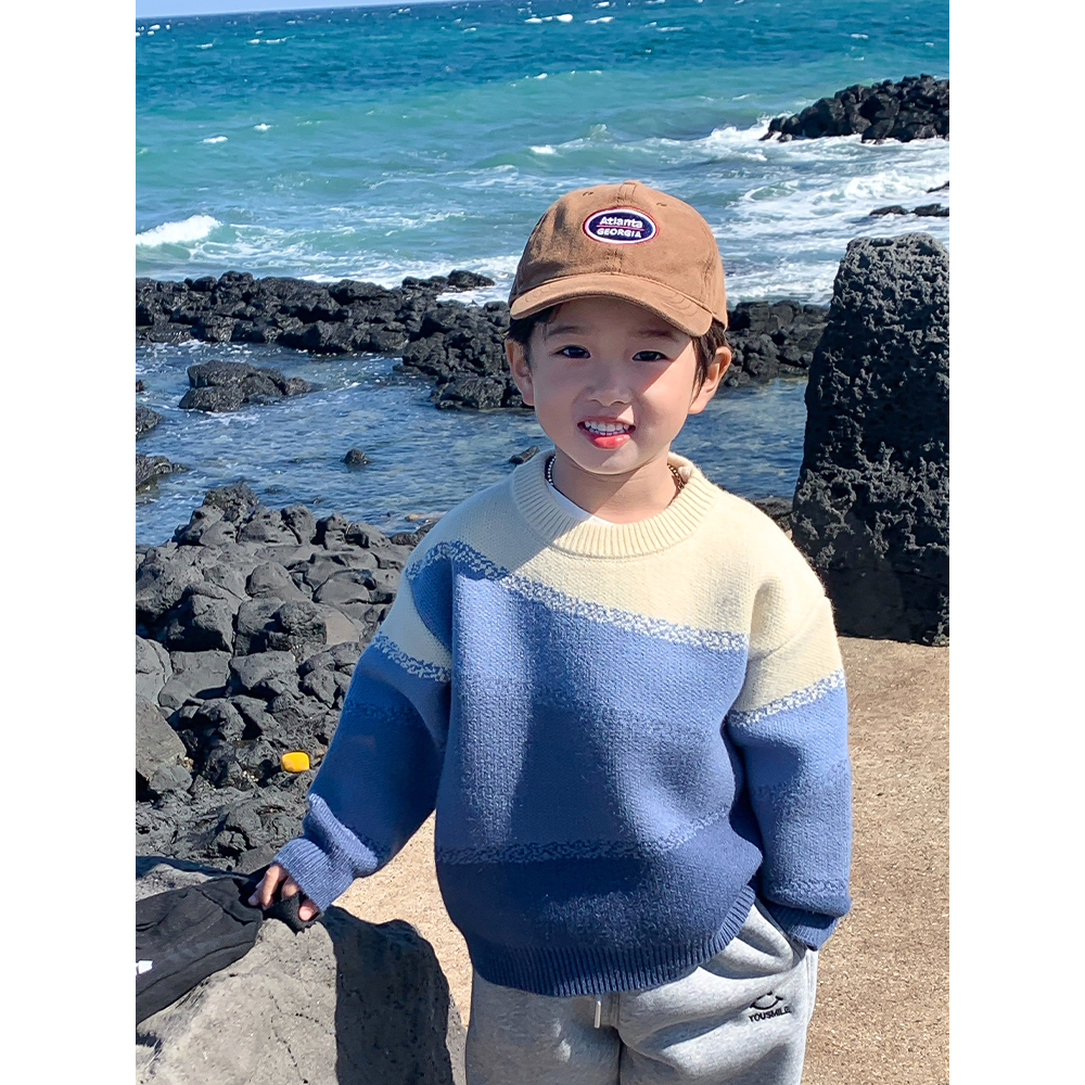 秋千坠童装男童毛衣儿童针织衫冬季加厚2024新款小童冬装宝宝冬款