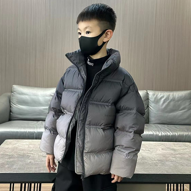 秋千坠男童羽绒服冬季面包服新款儿童外套中大童白鸭绒渐变上衣潮
