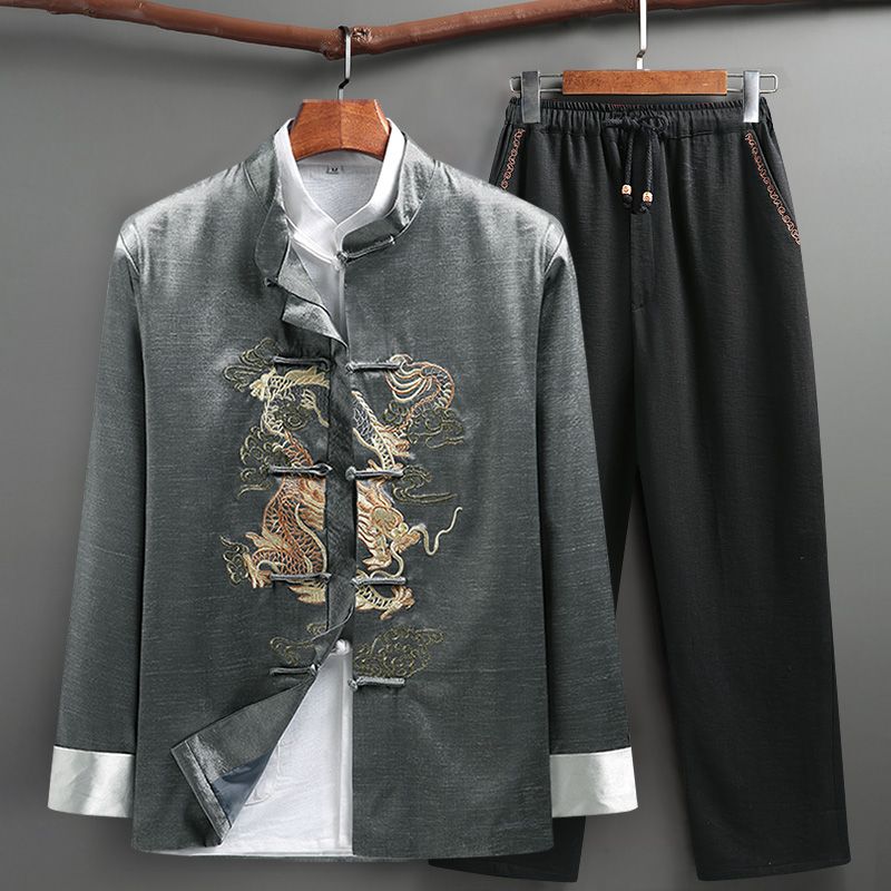 唐装男春秋外套中老年爸爸婚礼服爷爷老人生日过寿衣服中国风男装
