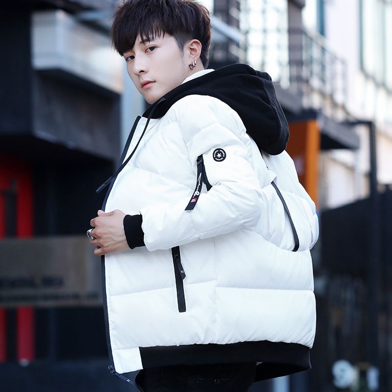 出口版男士2023新款羽绒服男冬季加厚连帽短款韩版修身青少年学生