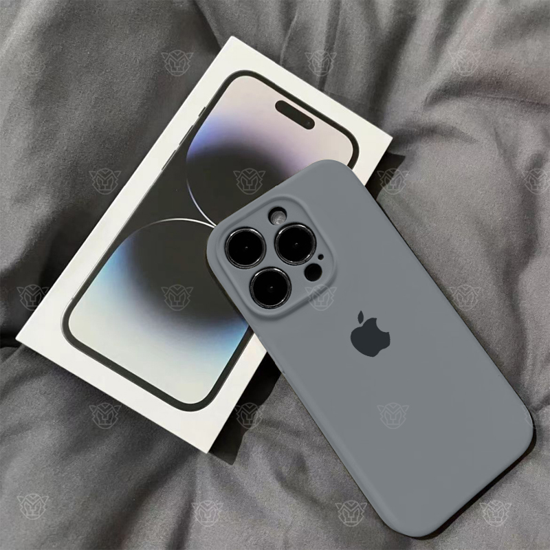 炭灰色苹果iPhone15防摔手机壳液态硅胶14Promax精孔13女款12简约