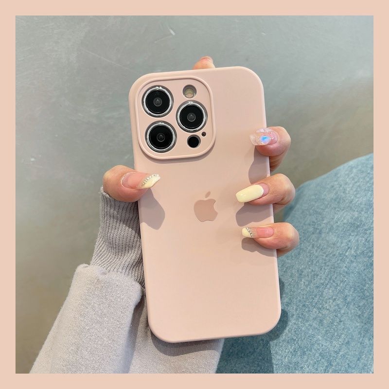 砂粉色苹果15高级感iPhone14液态硅胶13ProMax精孔12全包11手机壳