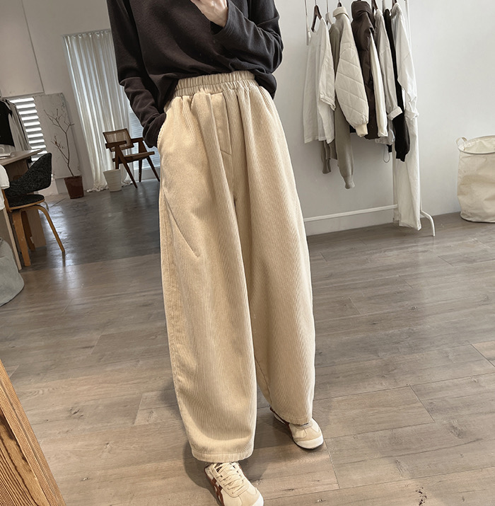 加绒加厚宽松阔腿裤高腰显瘦立体裁剪日系百搭秋冬垂感休闲