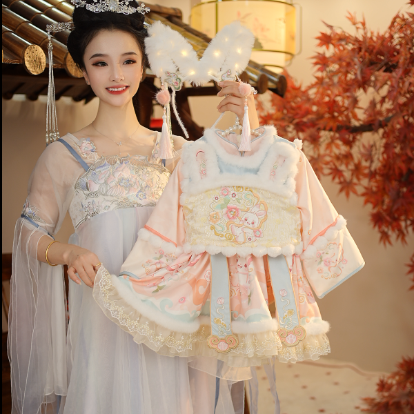 女童冬季汉服裙套装2024新款儿童中国风女宝宝加绒秋冬潮