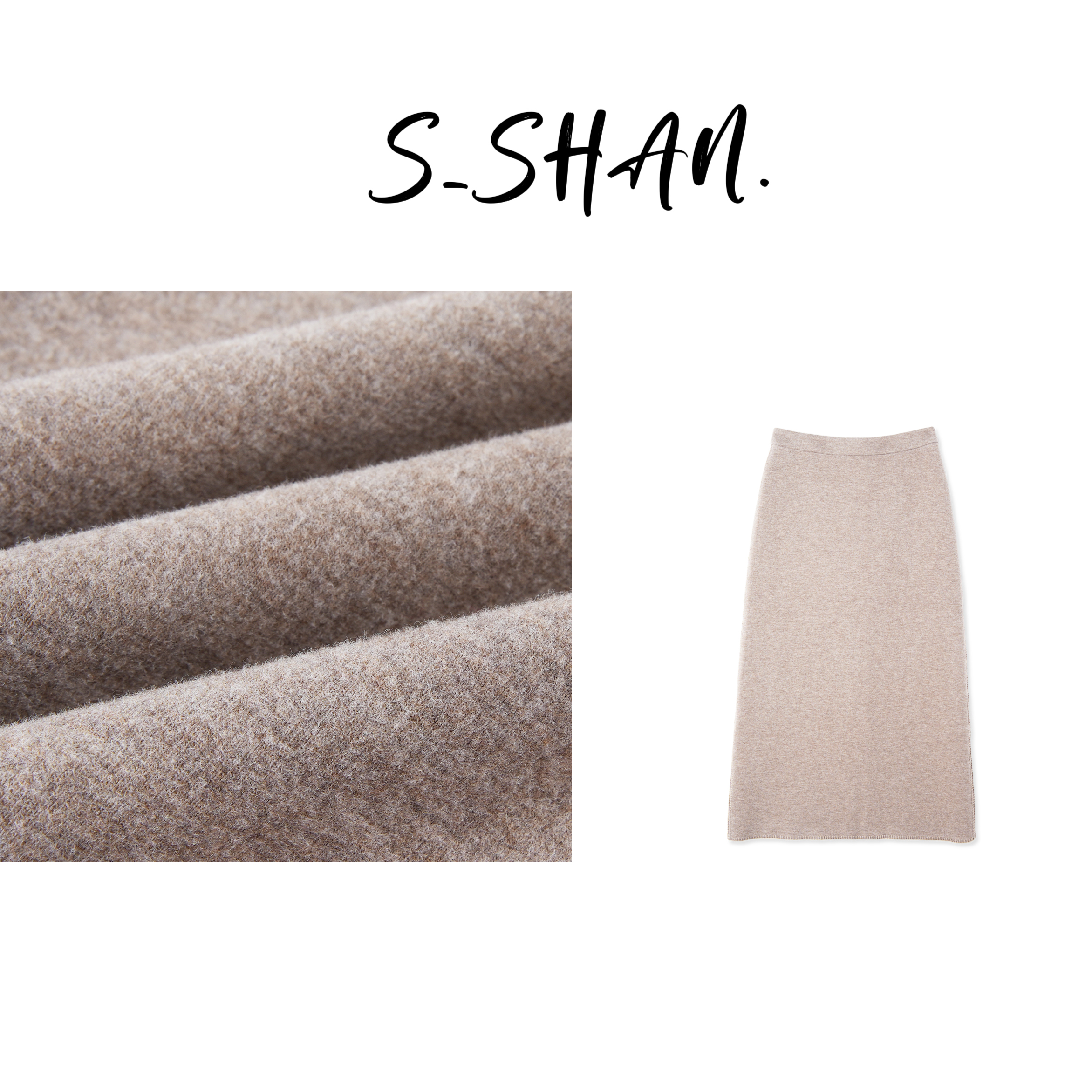 【山山专属】宽松纯色贝壳绣羊毛半裙时尚秋冬