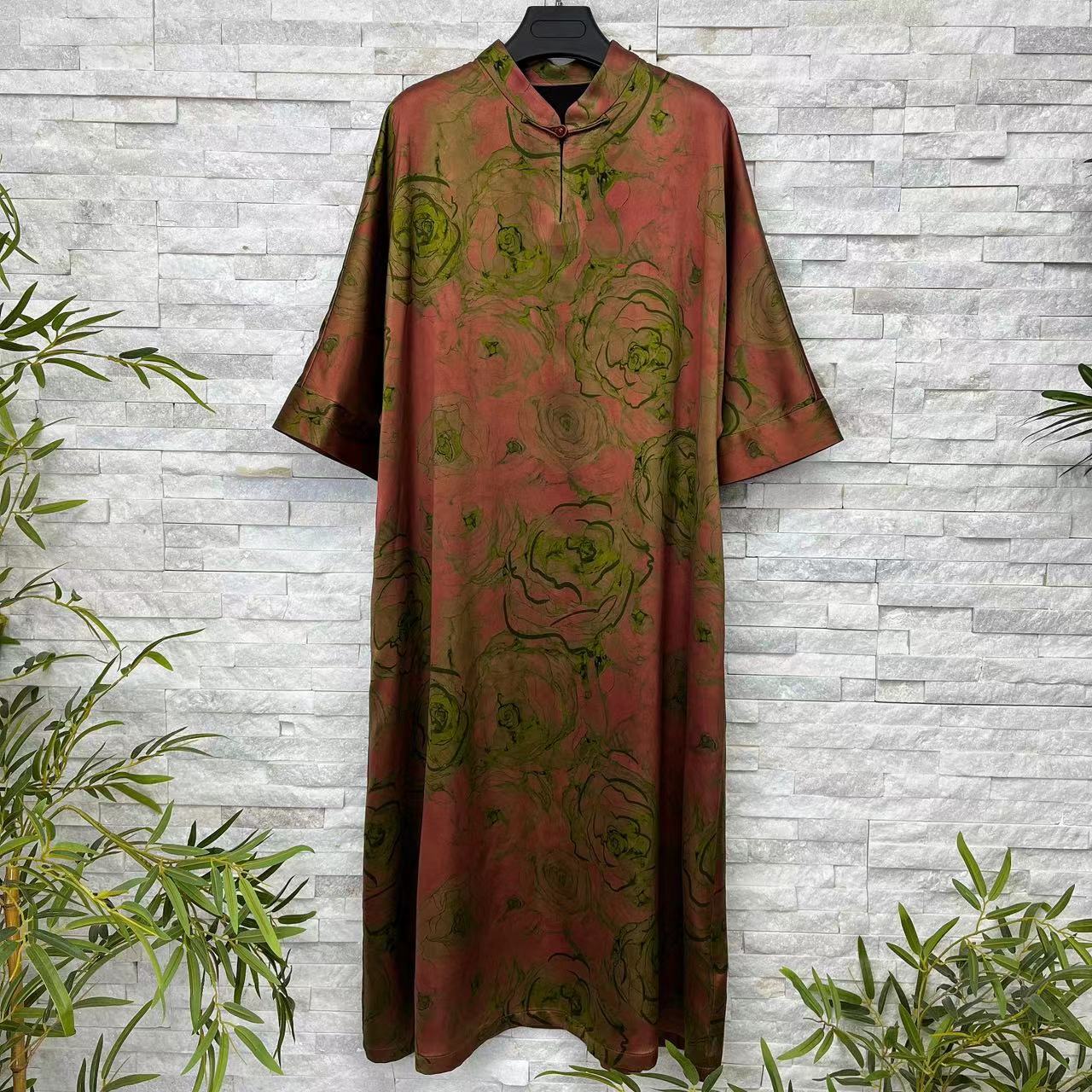 【日常新中式】香云纱桑蚕丝时尚国风大气礼盒连衣裙JXSC-1786D