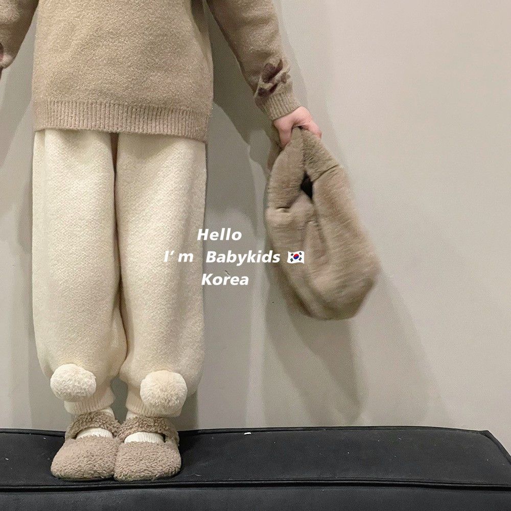【清仓处理】森系童装女童长裤宝宝水晶绒奶奶裤韩版秋冬儿童防风