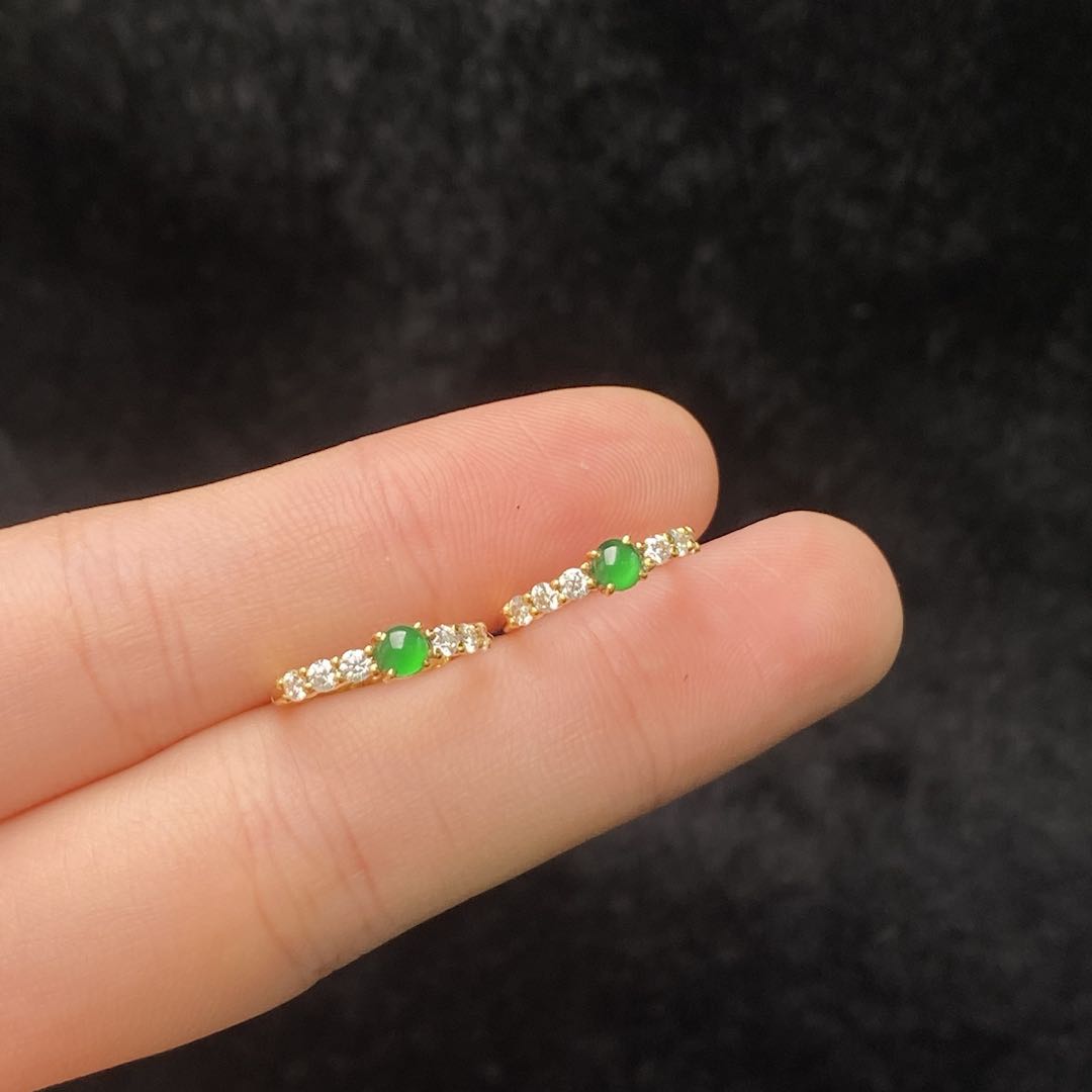 【贵妃】24-Y00547-18k翡翠耳钉-多样性发其一（胖胖）