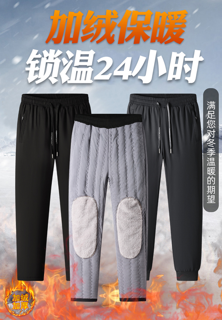 加绒加厚保暖裤冬季防寒防风宽松休闲棉裤中老年大码秋冬户外