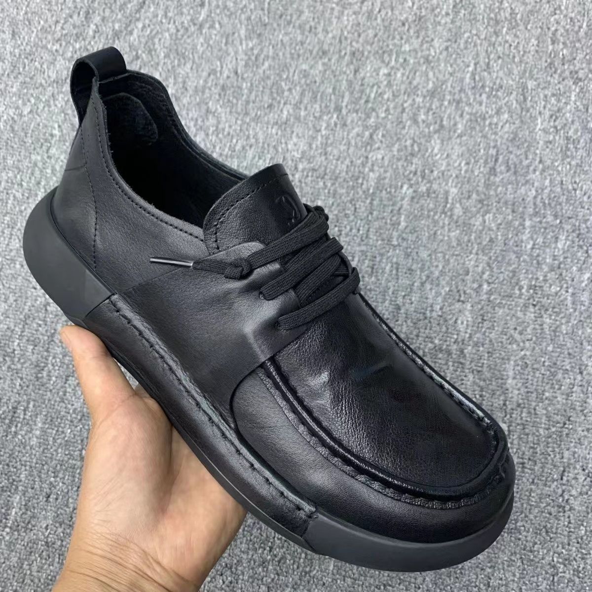 男式皮鞋秋季新款纯牛皮商务休闲牛皮舒适圆头系带时尚百搭休闲皮