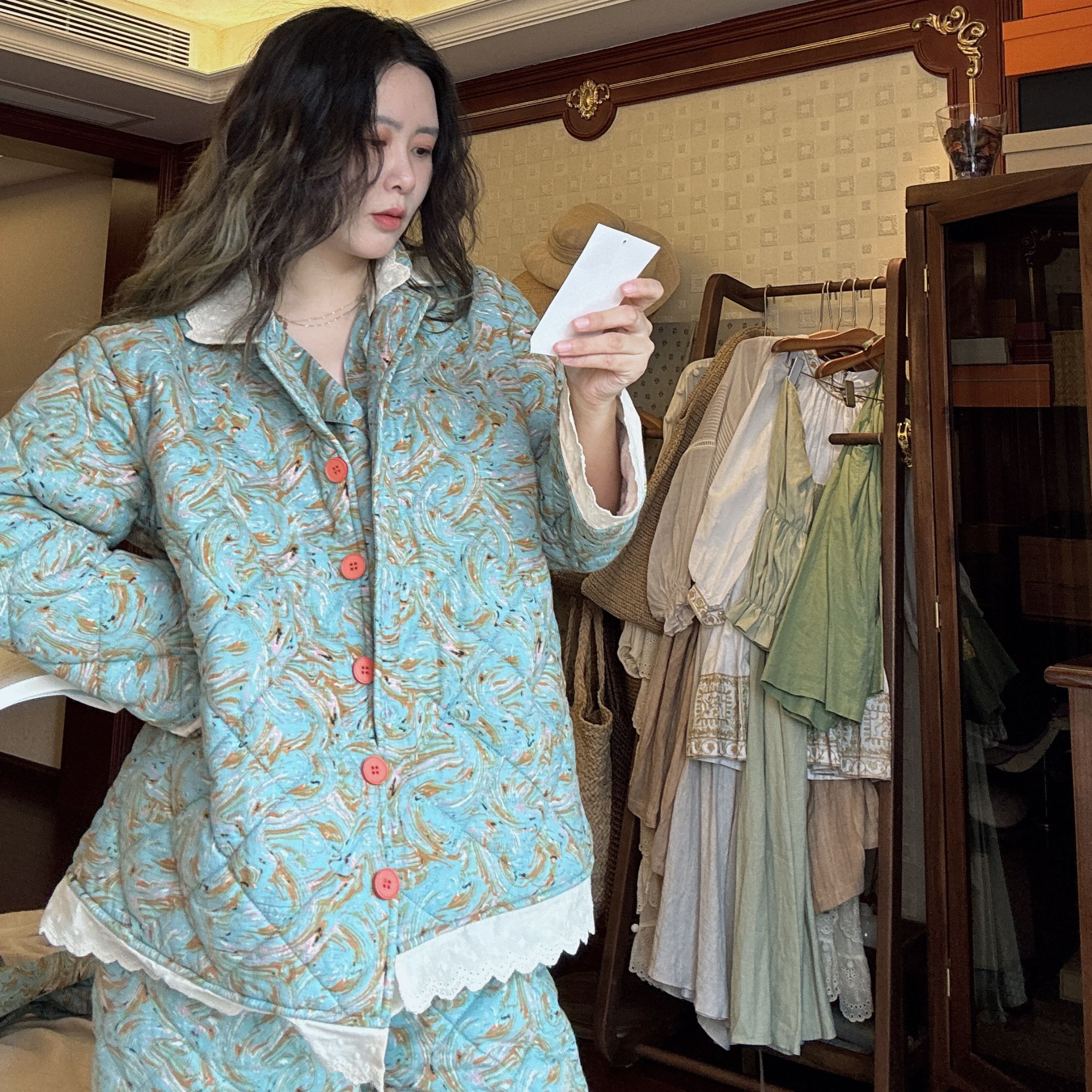 睡衣秋冬季女士夹棉2025年表层纯棉外穿家居服加厚碎花家居服套装