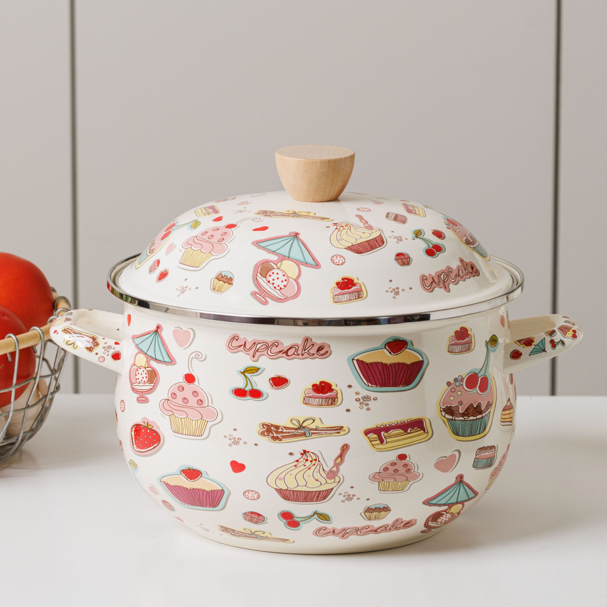 【设计师款】24CM甜品蛋糕花 珐琅 搪瓷 加深 多功能 炖煮锅 烧不黑