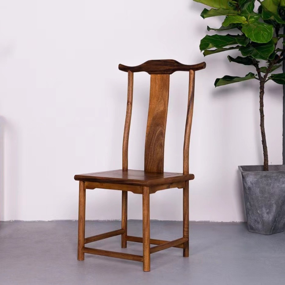 010胡桃木小官帽餐椅45×42×44坐高44