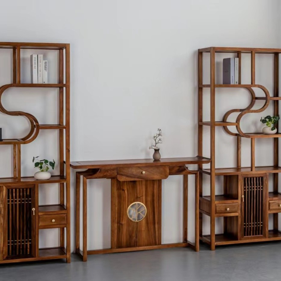 08胡桃木曲柳博古架3件套198×98×36【不包邮】