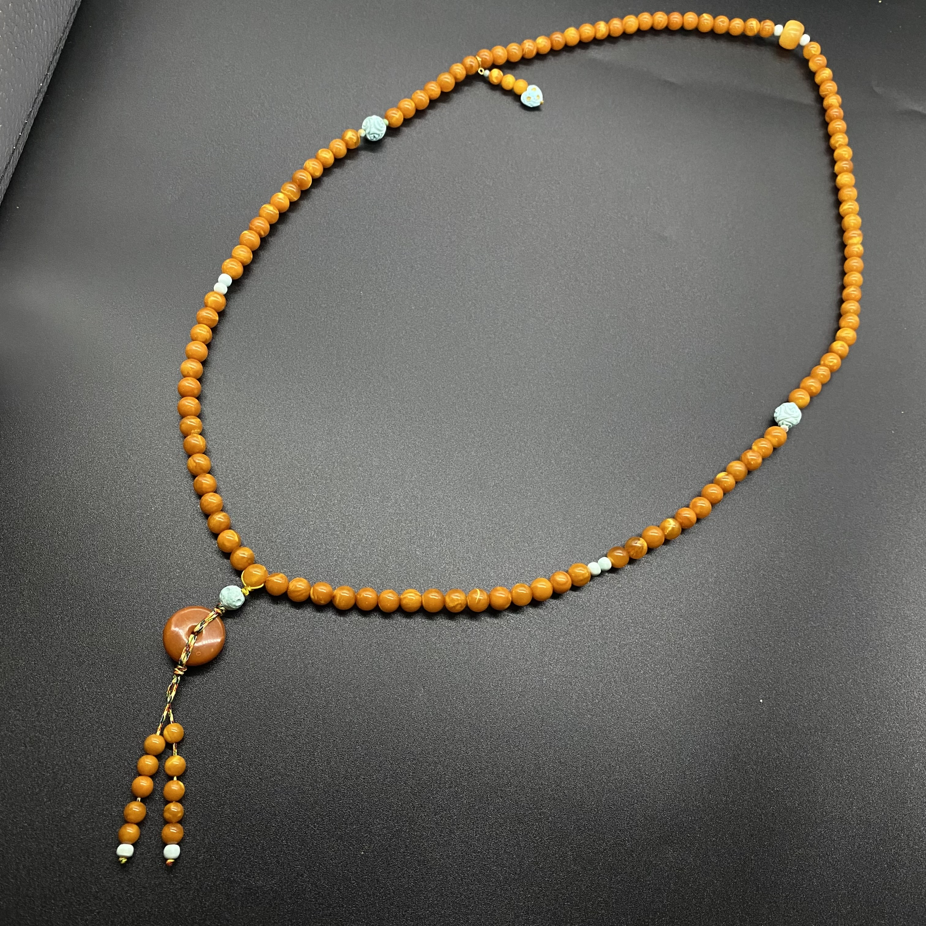 【景旺】7mm+平安扣老花蜡108项链   B款