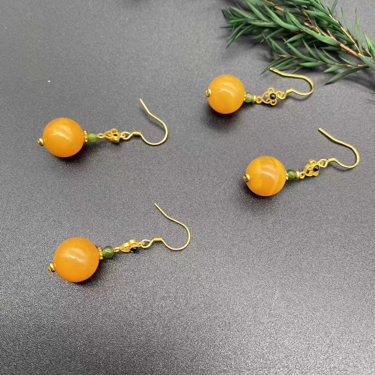 【景旺】【琼璫】12mm+老蜡单珠耳钩@多样性只发其中一对