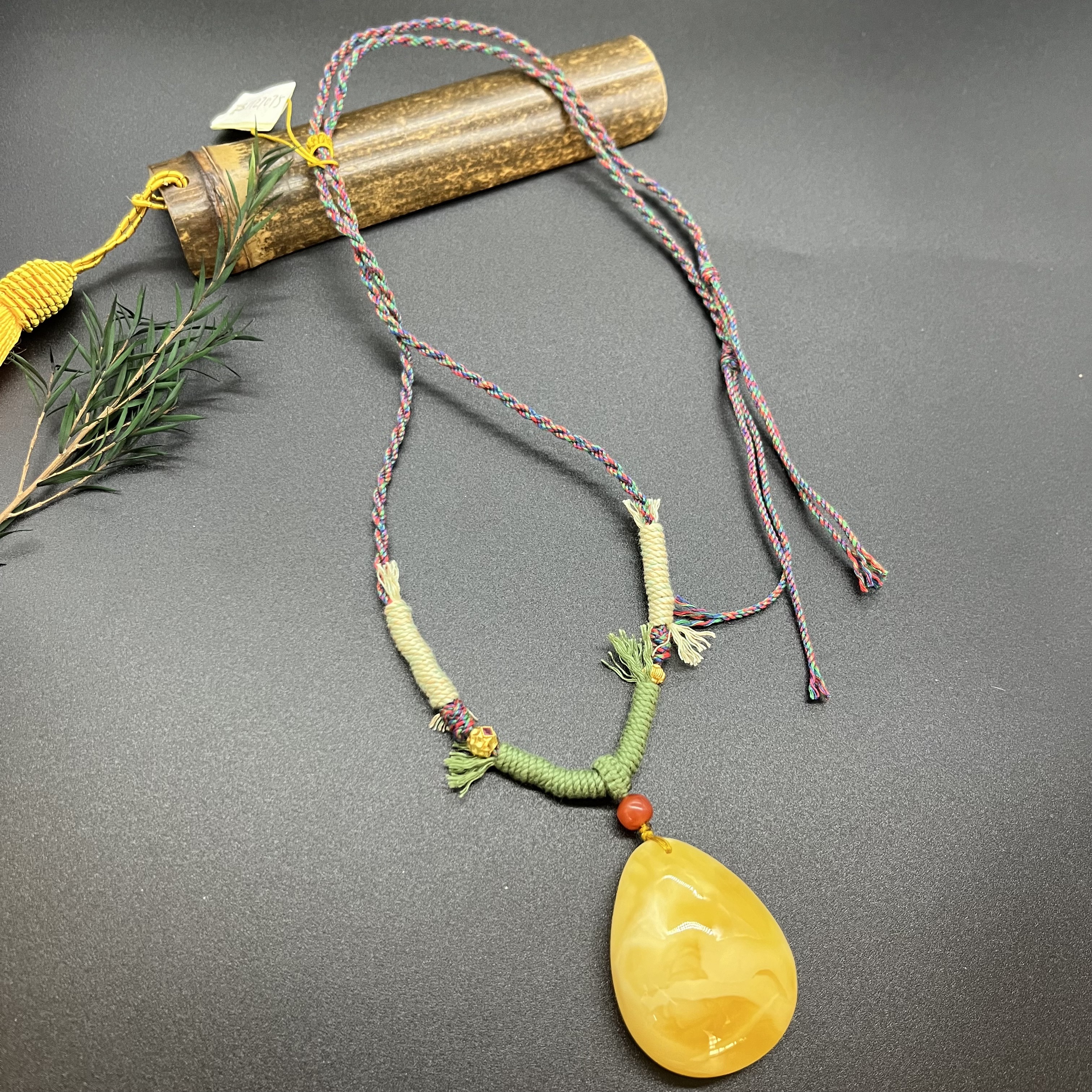 【景旺】14.59克43mm+蜜蜡水滴吊坠手编精美编绳编织时尚手工大女王