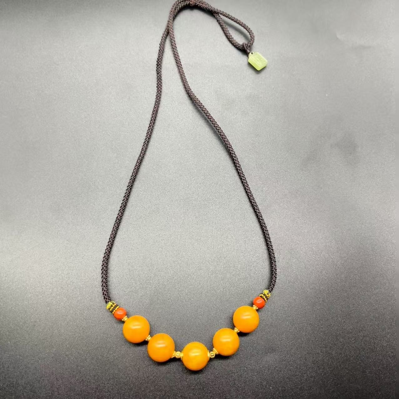 【景旺】【五福临门】15mm+老蜡编绳锁骨链