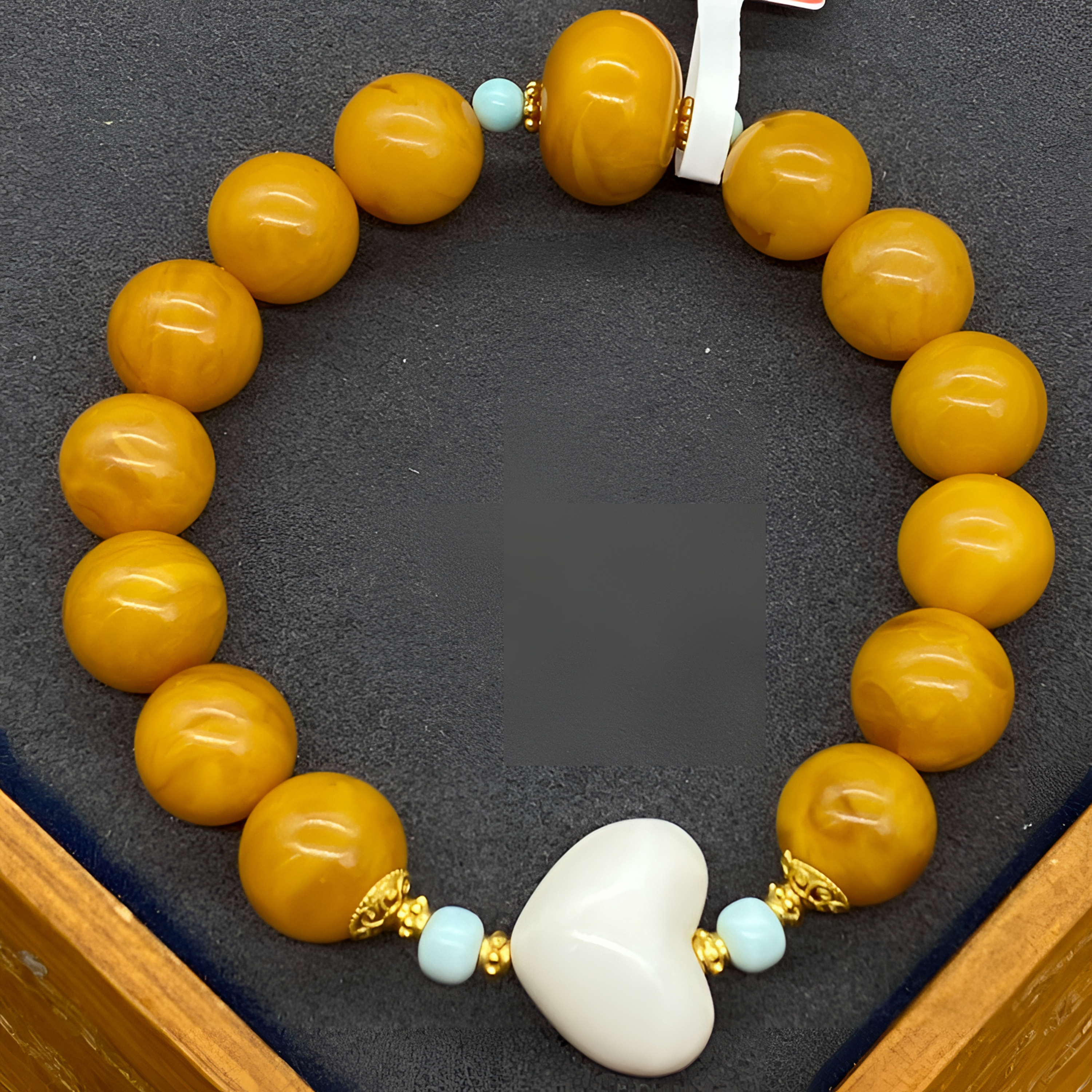 【景旺】10mm+猛犸爱心老蜡手串