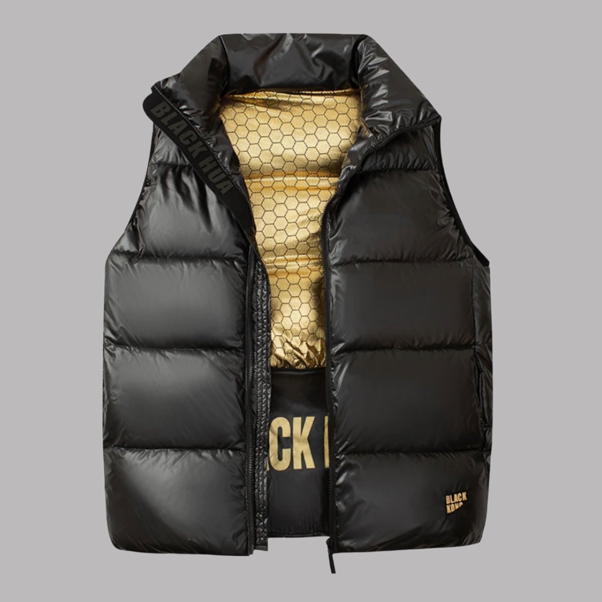 亮面免洗黑金马甲新款简约时尚百搭情侣棉马甲外套洋气保暖棉衣男