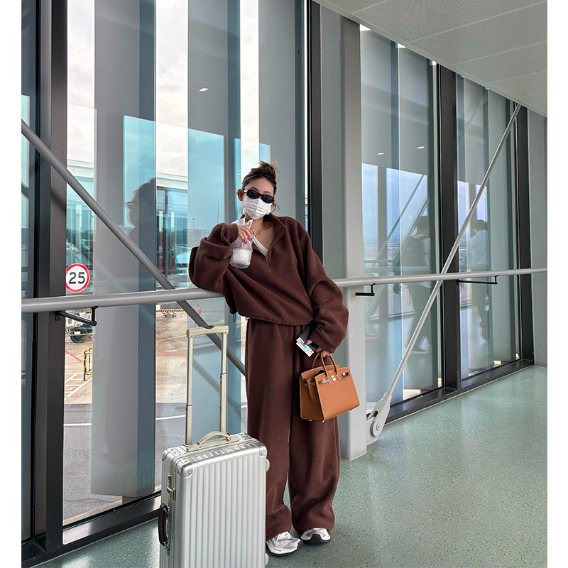 tingtings【高级松弛感】保暖摇粒绒套装女秋冬两件套