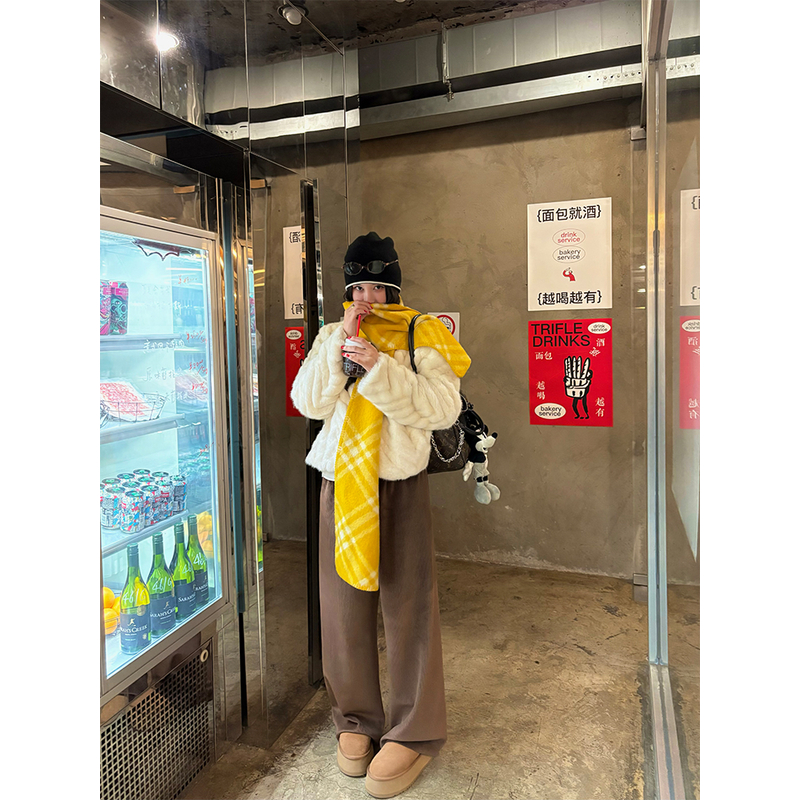 tingtings【慵懒至上】灯芯绒阔腿裤女秋冬加厚宽松拖地长裤