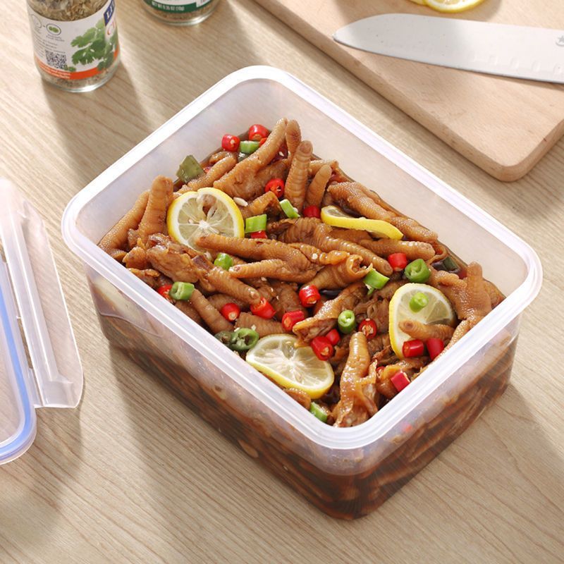 带盖密封长方形冰箱收纳盒子塑料保鲜盒微波加热饭盒带盖上班族