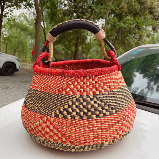 进口非洲象草手工编织篮子直播间挑色