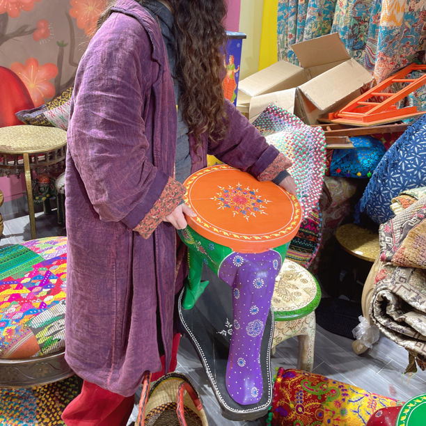 印度进口彩绘大象茶几清货