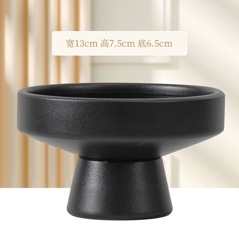 纯色磨砂陶瓷高脚托盘 禅意清供花瓶