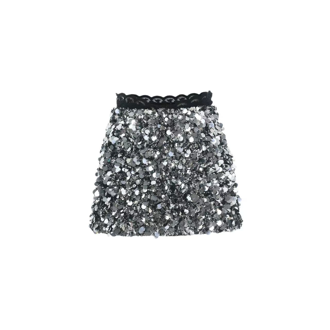 拉飞姆2024冬 华丽珠片半裙LF24D51SS383