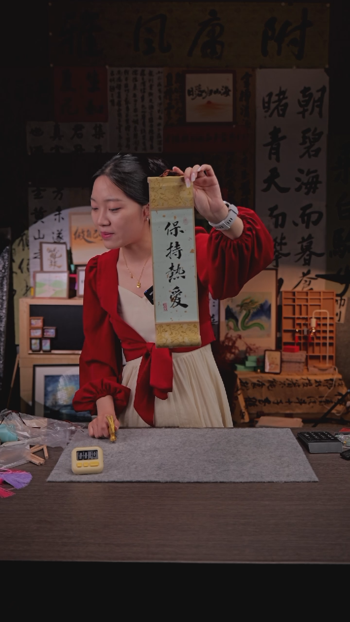 【闪购商品】书法496    保持热爱  卷轴