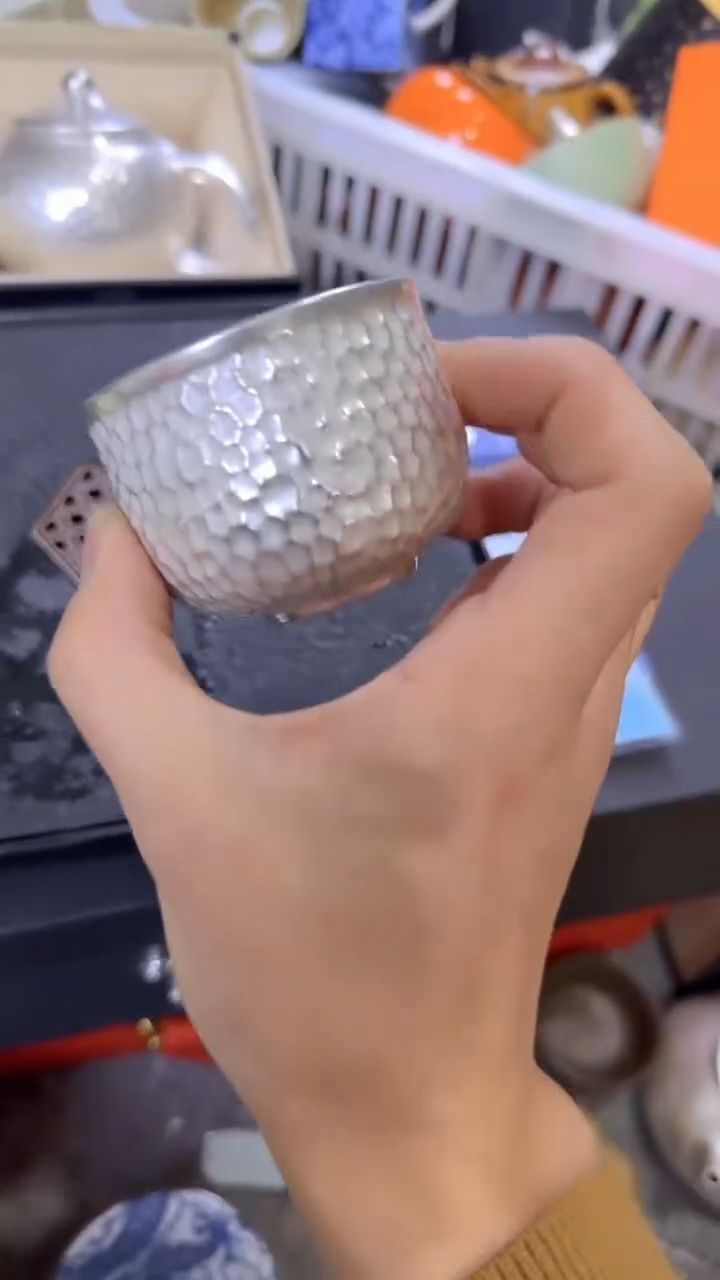 【闪购商品】陶瓷杯锤纹银杯