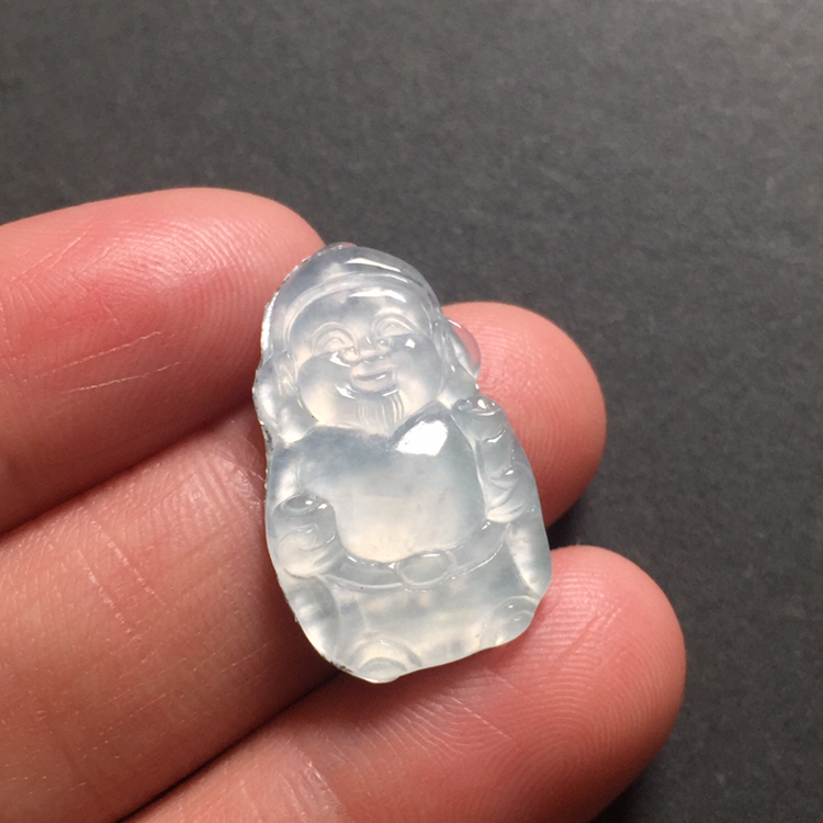 尺寸22.7-14.1-2.6天然翡翠冰透财神吊坠项链镶嵌精致气质时尚