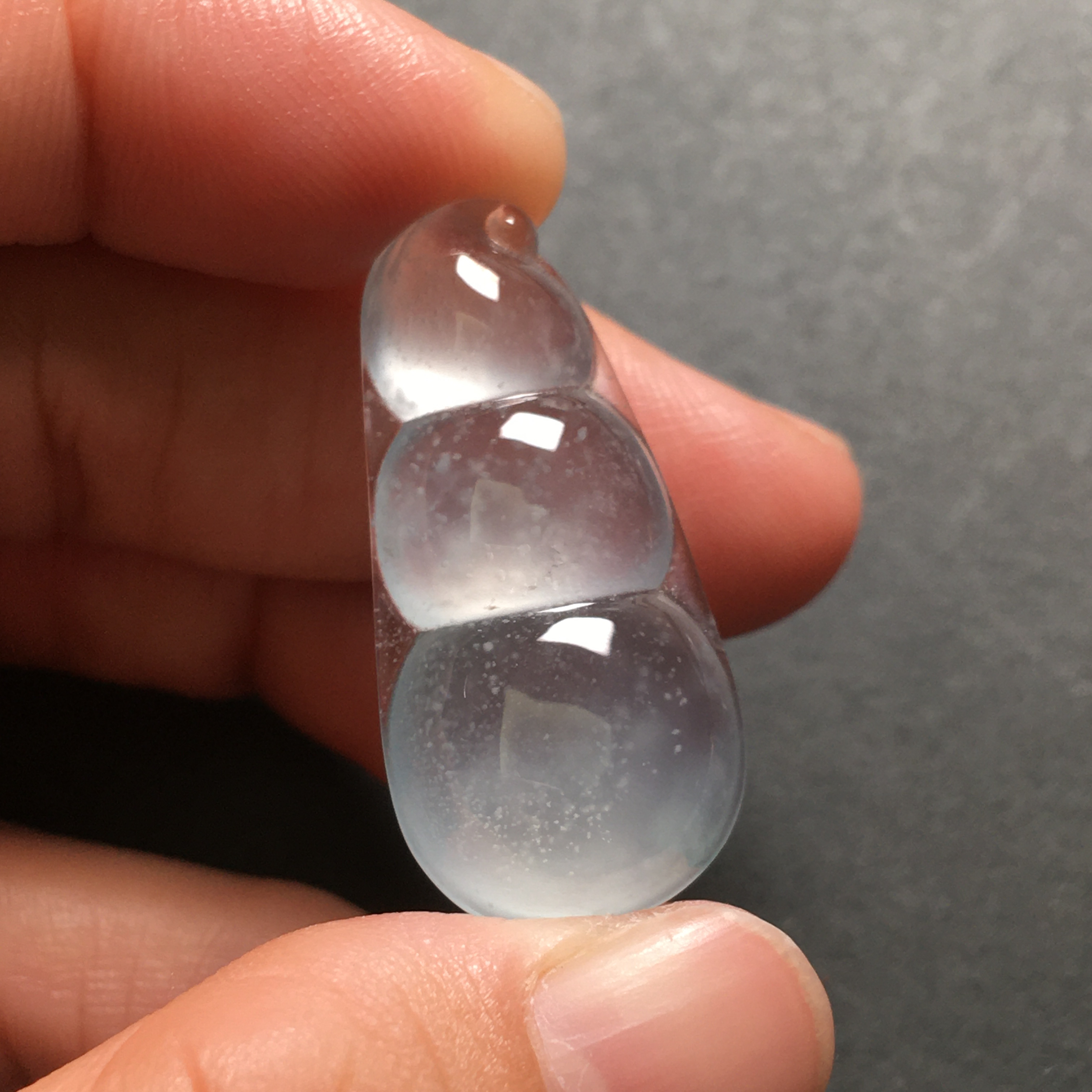 尺寸31.9-14.9-5.4天然翡翠玉石高冰钢木娜雪花福豆吊坠挂件气质