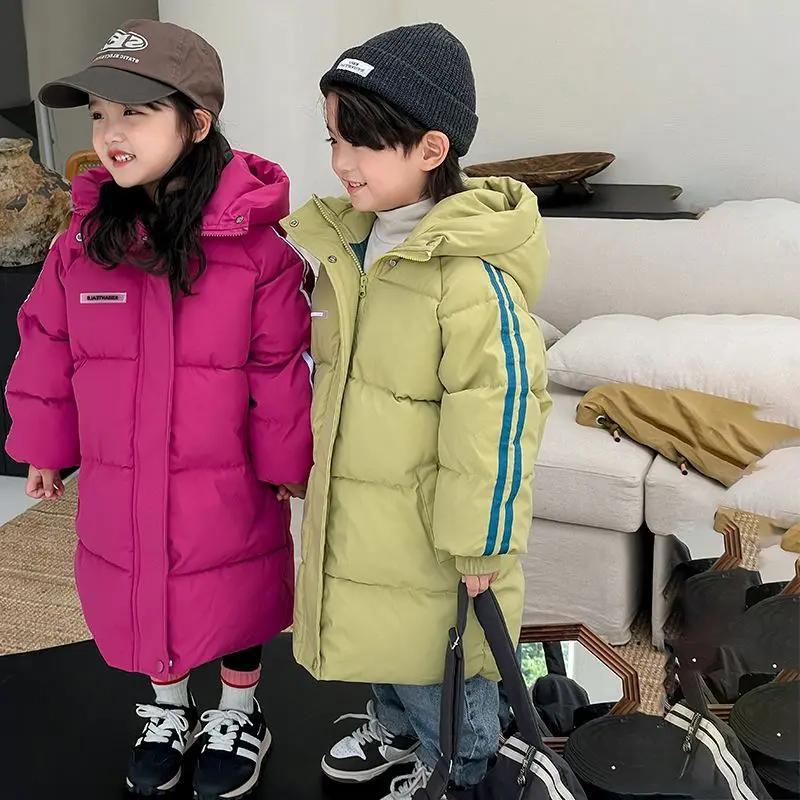 新款2023新款儿童羽绒服男童宝宝小童加厚外套女童中大童长款