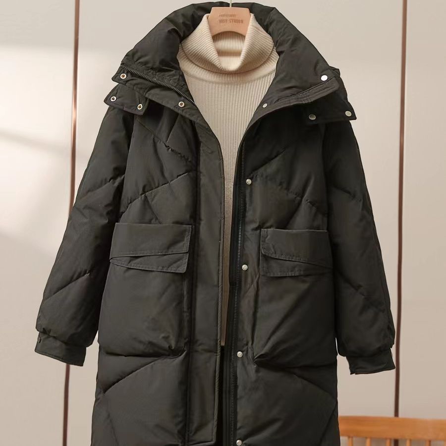 新款2023新款中长款羽绒服女韩版宽松羽绒服冬季加厚保暖爆